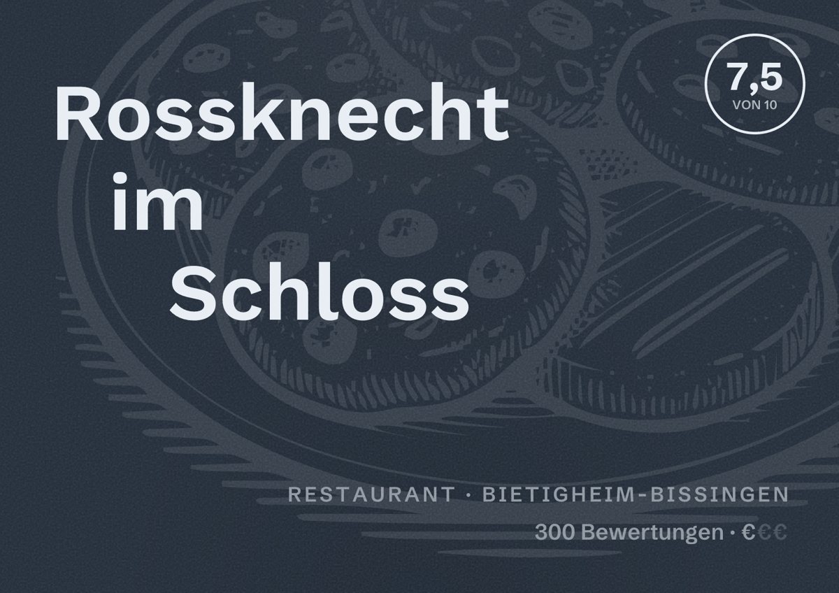Illustriertes Poster von Rossknecht im Schloss, Restaurant in Bietigheim-Bissingen: Bewertung 7,5 von 10 aus 300 Bewertungen, Preisniveau €