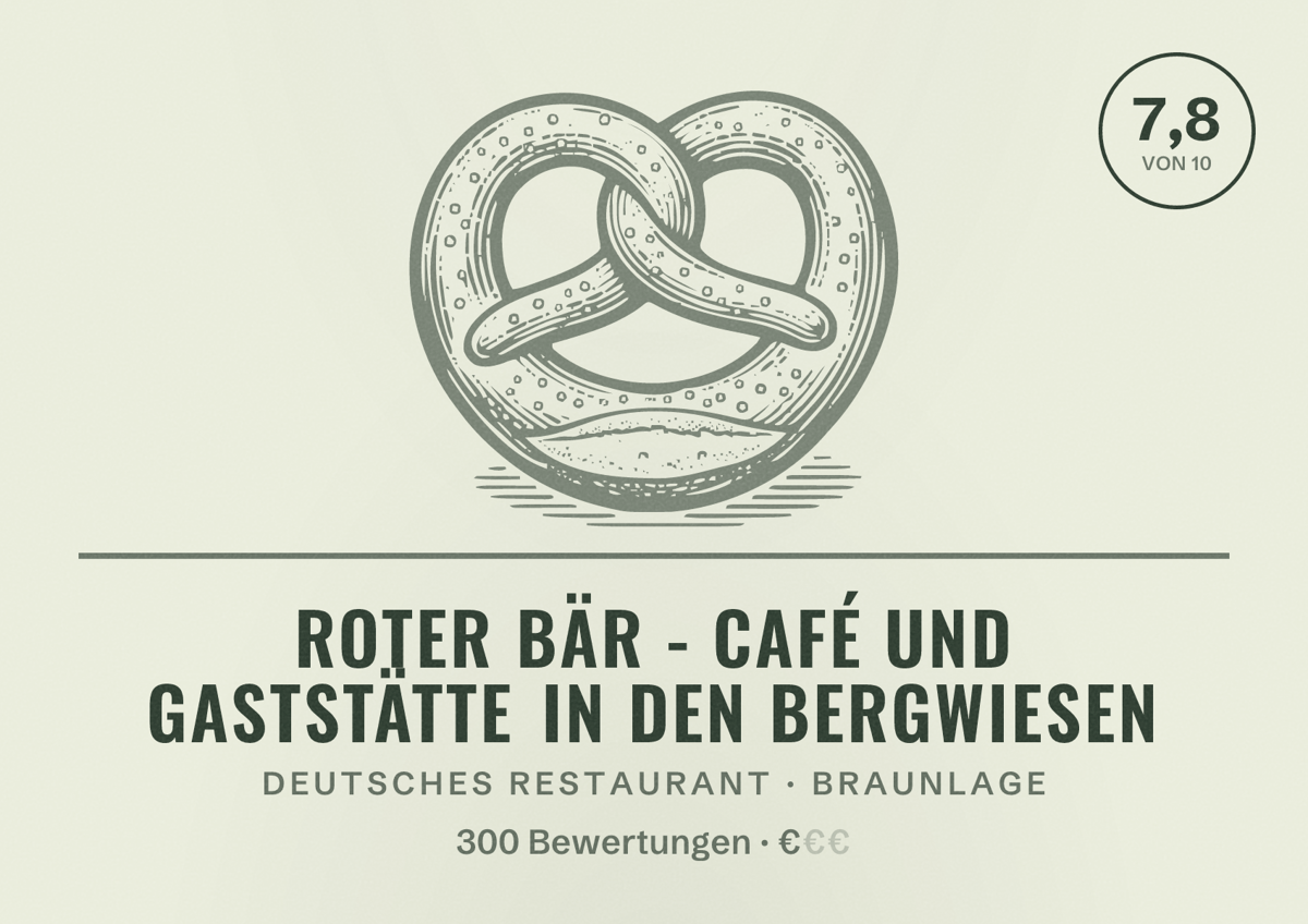 Illustriertes Poster von Roter Bär - Café und Gaststätte in den Bergwiesen, Deutsches Restaurant in Braunlage: Bewertung 7,8 von 10 aus 300 Bewertungen, Preisniveau €