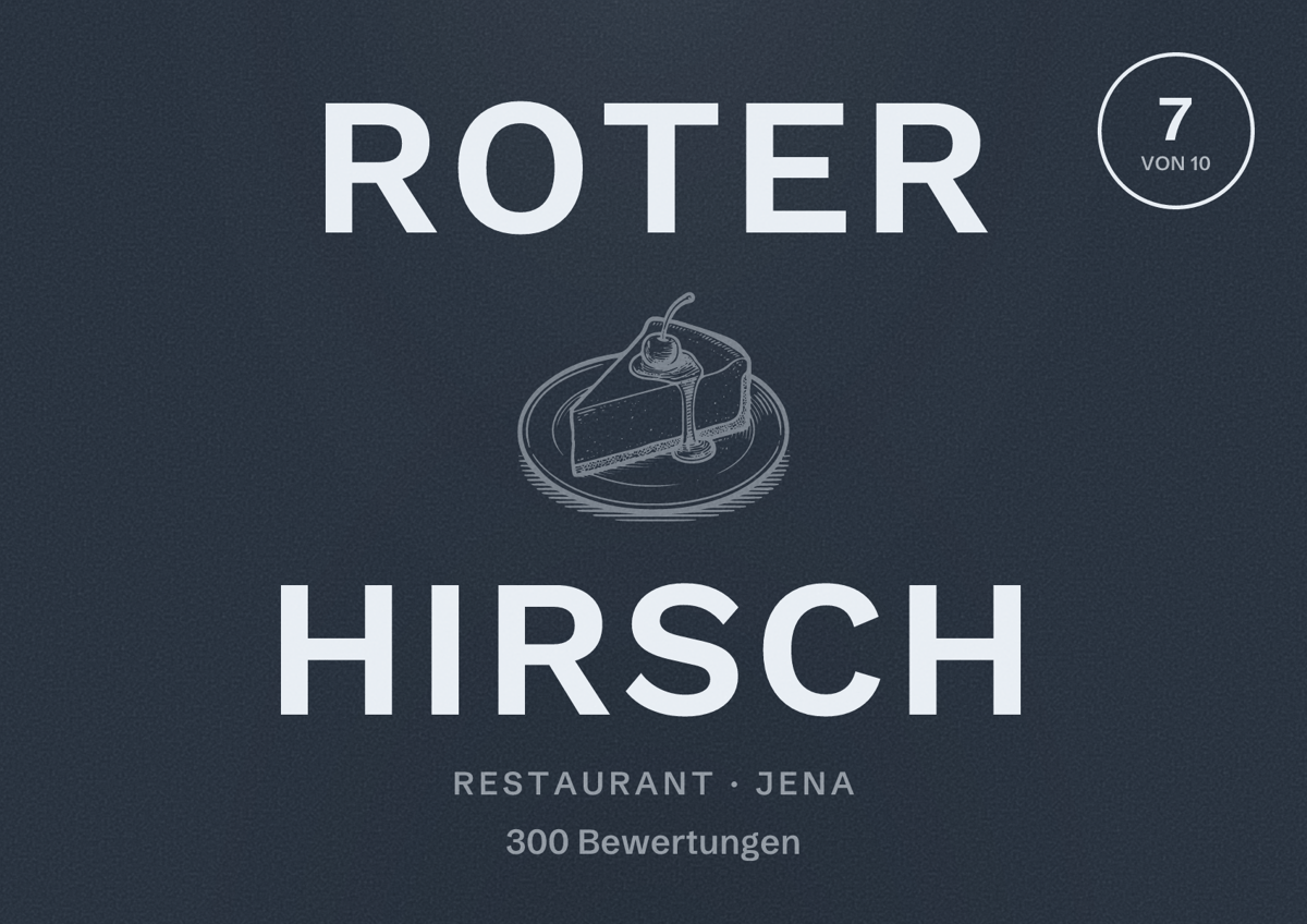 Illustriertes Poster von Roter Hirsch, Restaurant in Jena: Bewertung 7 von 10 aus 300 Bewertungen