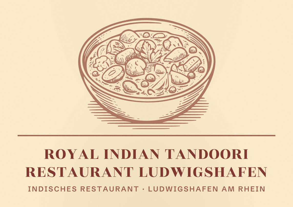 Illustriertes Poster von Royal Indian Tandoori Restaurant Ludwigshafen, Indisches Restaurant in Ludwigshafen am Rhein