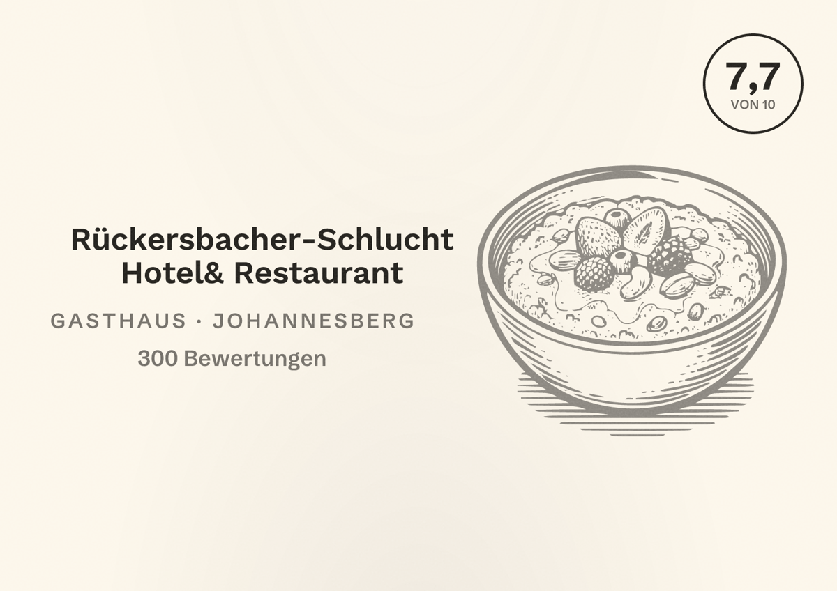 Illustriertes Poster von Rückersbacher-Schlucht Hotel& Restaurant, Gasthaus in Johannesberg: Bewertung 7,7 von 10 aus 300 Bewertungen