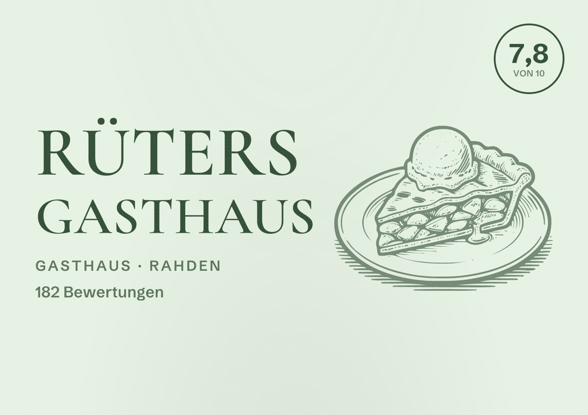 Illustriertes Poster von Rüters Gasthaus, Gasthaus in Rahden: Bewertung 7,8 von 10 aus 182 Bewertungen
