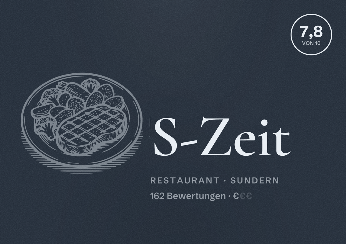 Illustriertes Poster von S-Zeit, Restaurant in Sundern: Bewertung 7,8 von 10 aus 162 Bewertungen, Preisniveau €