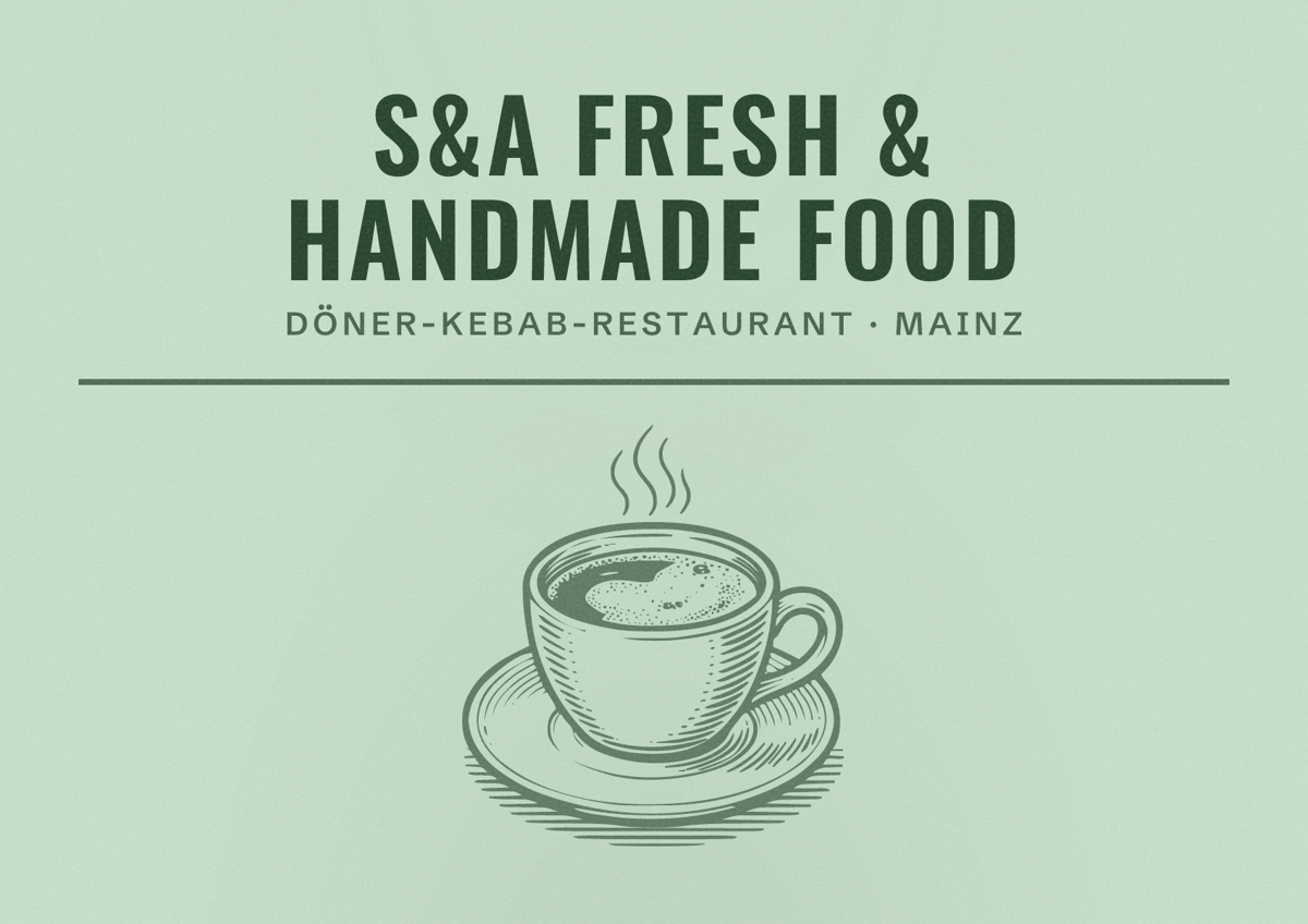 Illustriertes Poster von S&A Fresh & Handmade Food, Döner-Kebab-Restaurant in Mainz