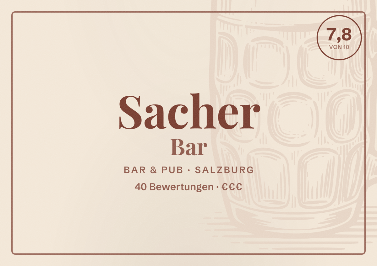 Illustriertes Poster von Sacher Bar, Bar & Pub in Salzburg: Bewertung 7,8 von 10 aus 40 Bewertungen, Preisniveau €€€
