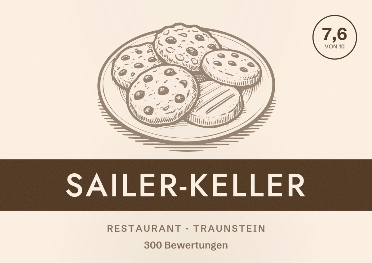 Illustriertes Poster von Sailer-Keller, Restaurant in Traunstein: Bewertung 7,6 von 10 aus 300 Bewertungen