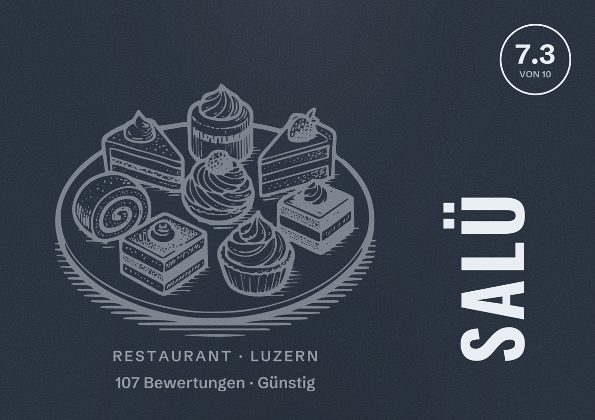 Illustriertes Poster von Salü, Restaurant in Luzern: Bewertung 7.3 von 10 aus 107 Bewertungen, Preisniveau Günstig