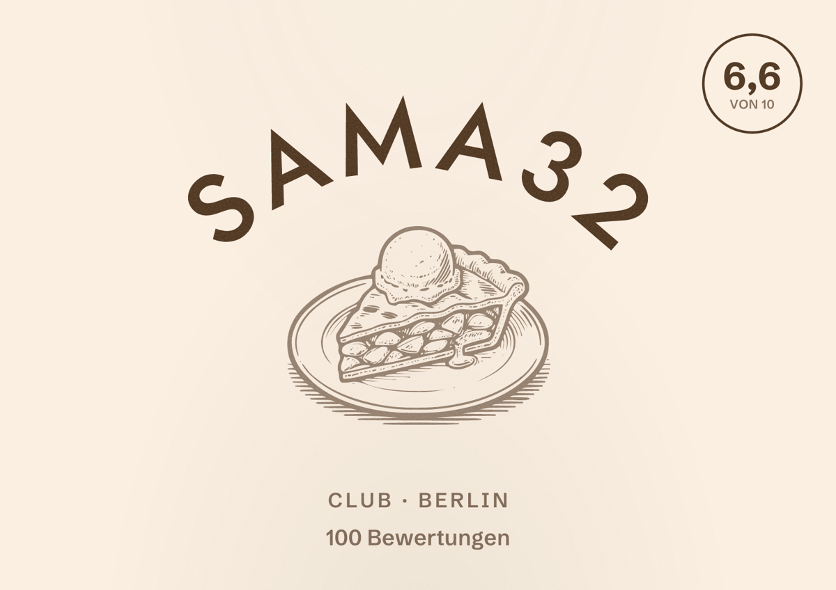 Illustriertes Poster von Sama32, Club in Berlin: Bewertung 6,6 von 10 aus 100 Bewertungen