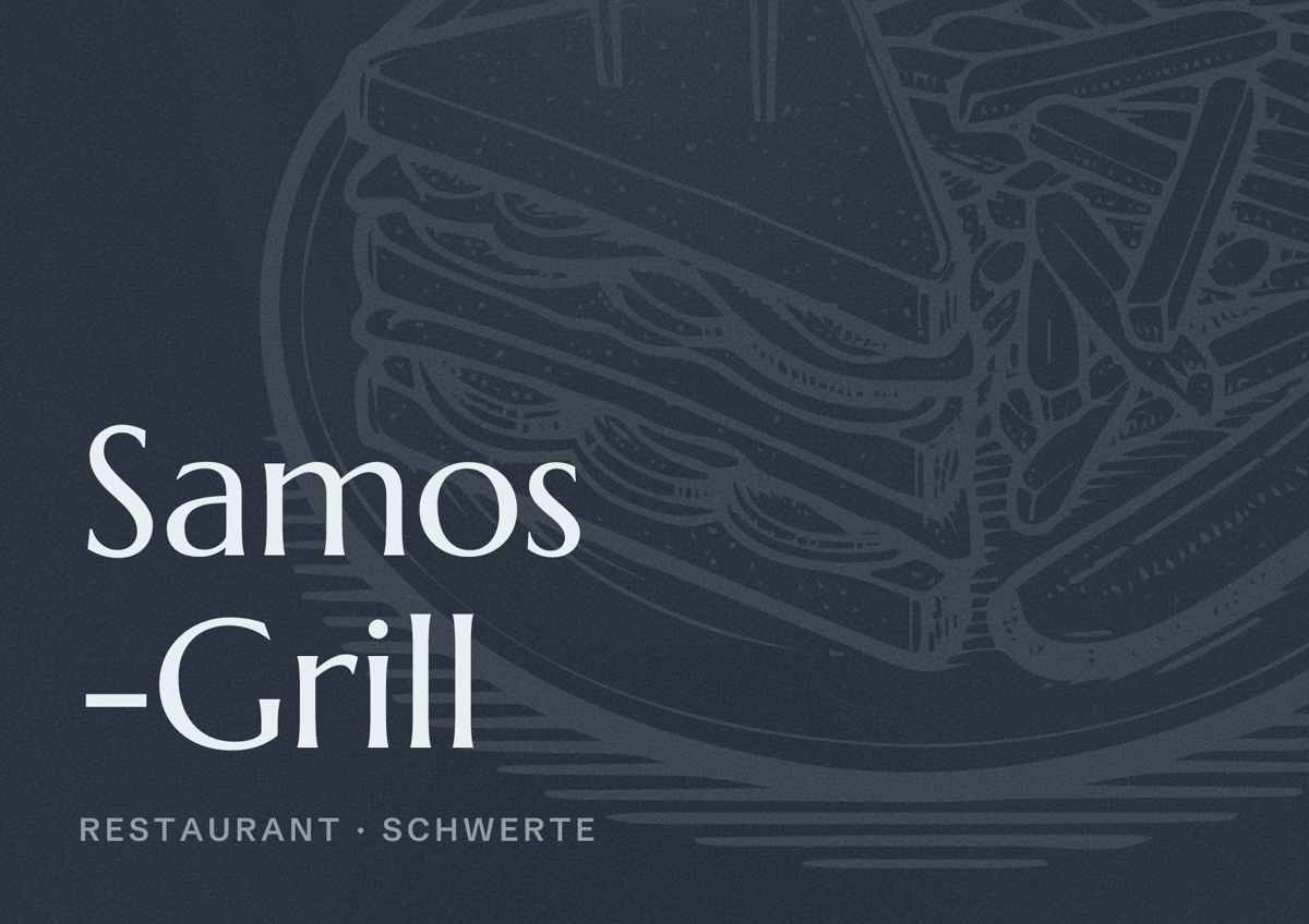 Illustriertes Poster von Samos -Grill, Restaurant in Schwerte