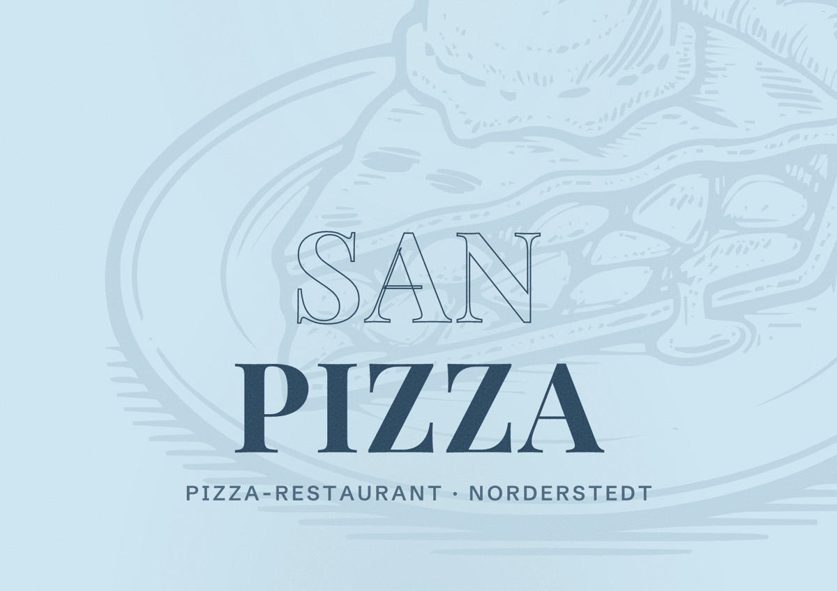 Illustriertes Poster von San Pizza, Pizza-Restaurant in Norderstedt