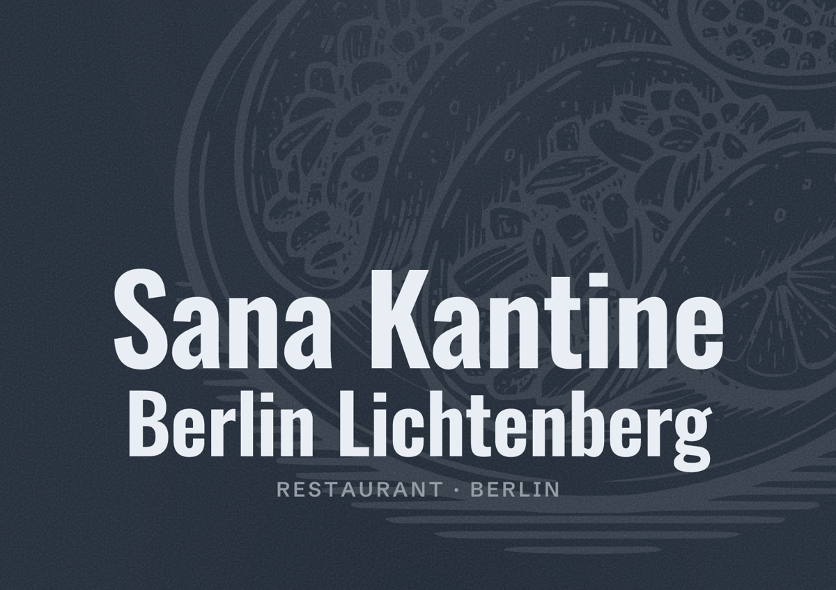 Illustriertes Poster von Sana Kantine Berlin Lichtenberg, Restaurant in Berlin