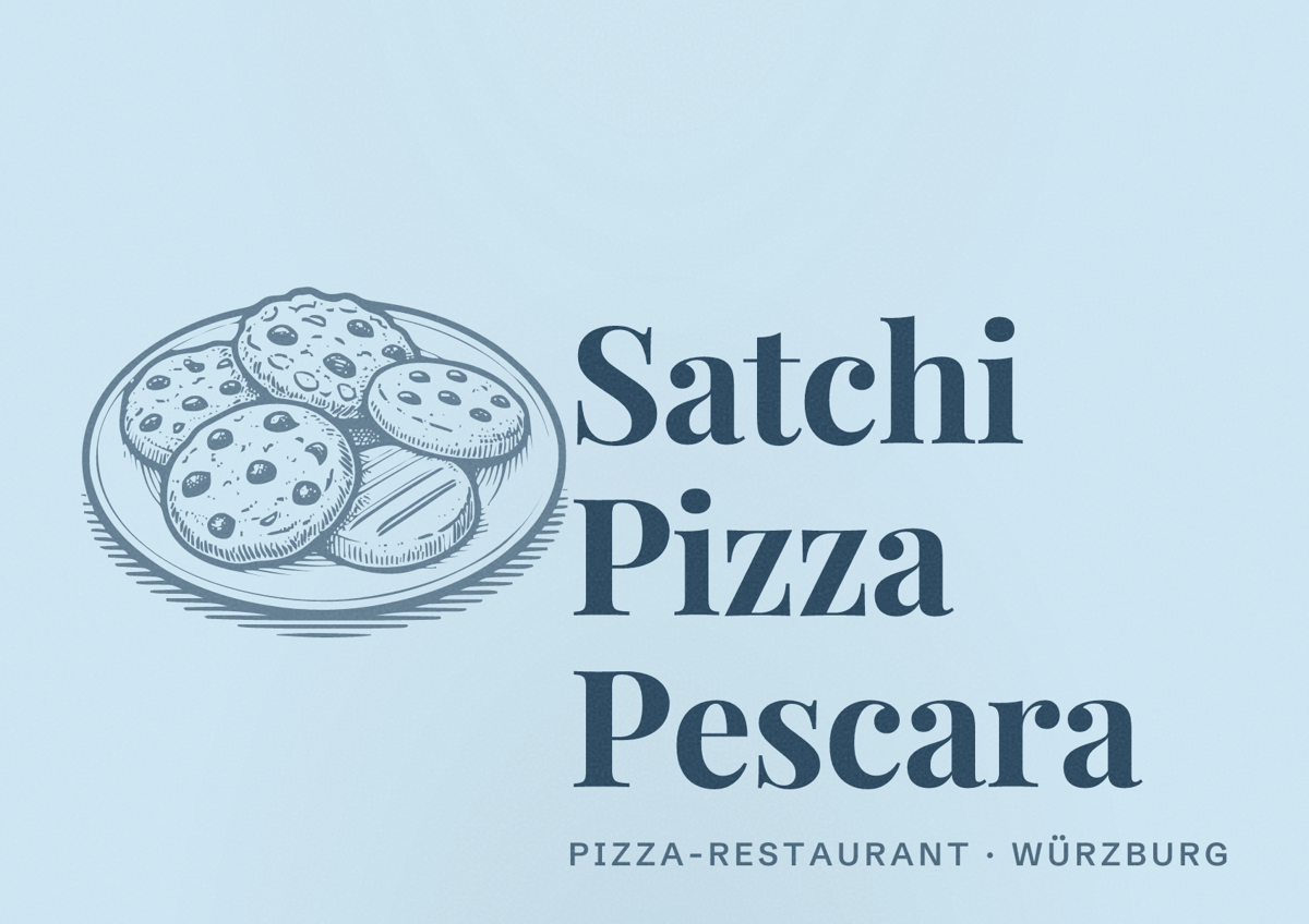 Illustriertes Poster von Satchi Pizza Pescara, Pizza-Restaurant in Würzburg