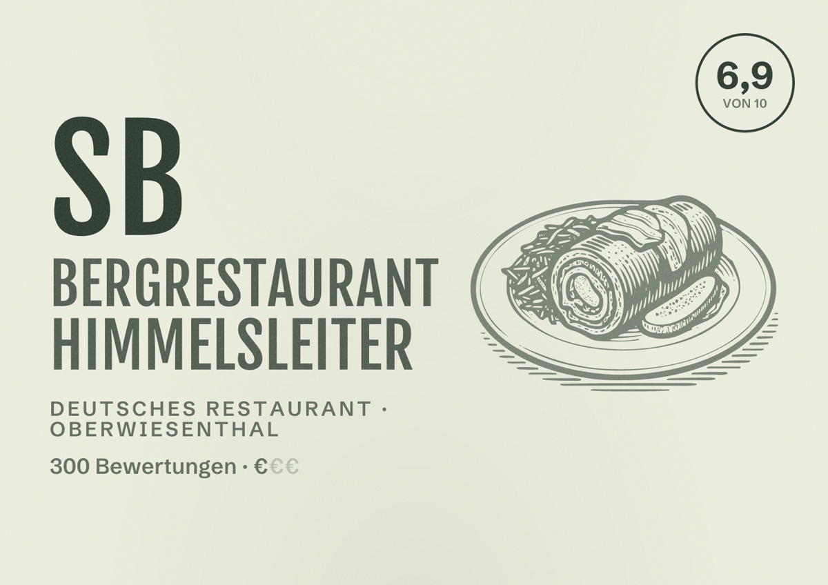 Illustriertes Poster von SB Bergrestaurant Himmelsleiter, Deutsches Restaurant in Oberwiesenthal: Bewertung 6,9 von 10 aus 300 Bewertungen, Preisniveau €