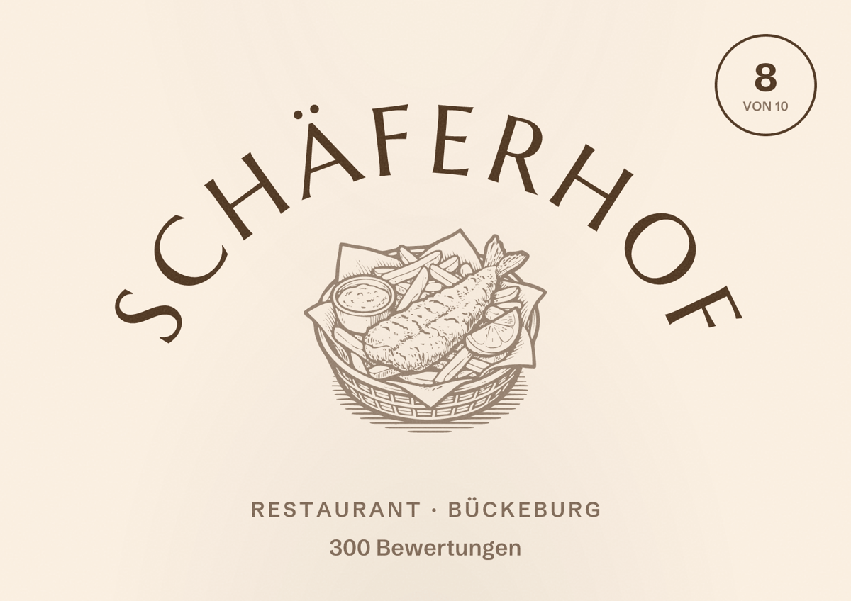 Illustriertes Poster von Schäferhof, Restaurant in Bückeburg: Bewertung 8 von 10 aus 300 Bewertungen