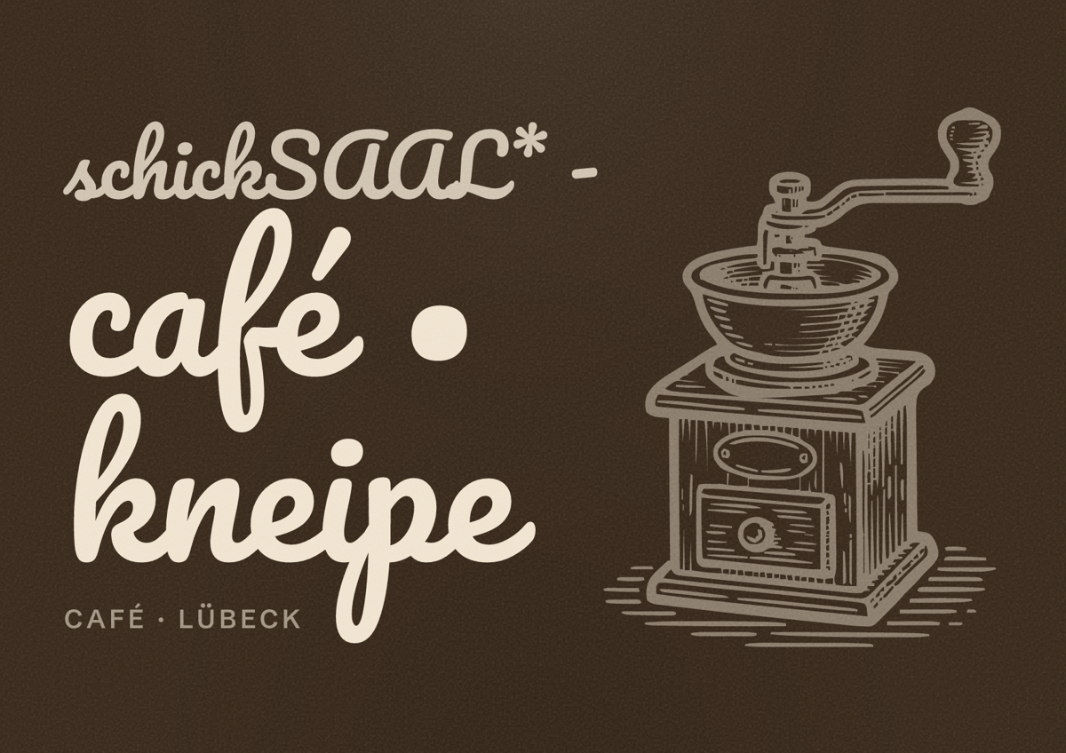 Illustriertes Poster von schickSAAL* - café • kneipe, Café in Lübeck
