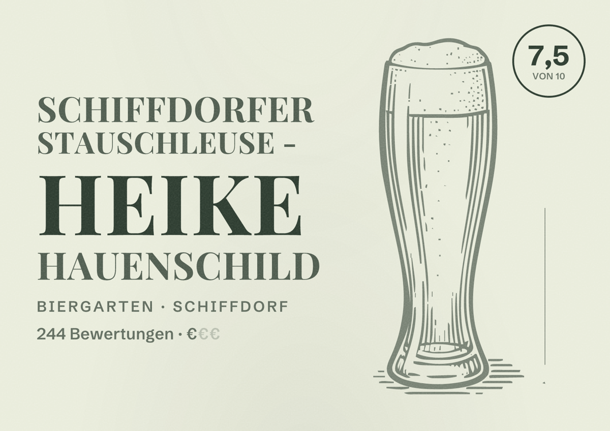 Illustriertes Poster von Schiffdorfer Stauschleuse - Heike Hauenschild, Biergarten in Schiffdorf: Bewertung 7,5 von 10 aus 244 Bewertungen, Preisniveau €