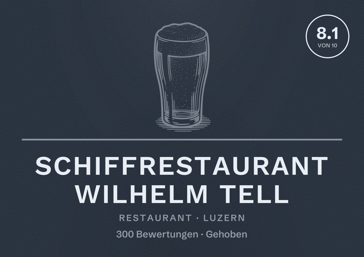 Illustriertes Poster von Schiffrestaurant Wilhelm Tell, Restaurant in Luzern: Bewertung 8.1 von 10 aus 300 Bewertungen, Preisniveau Gehoben