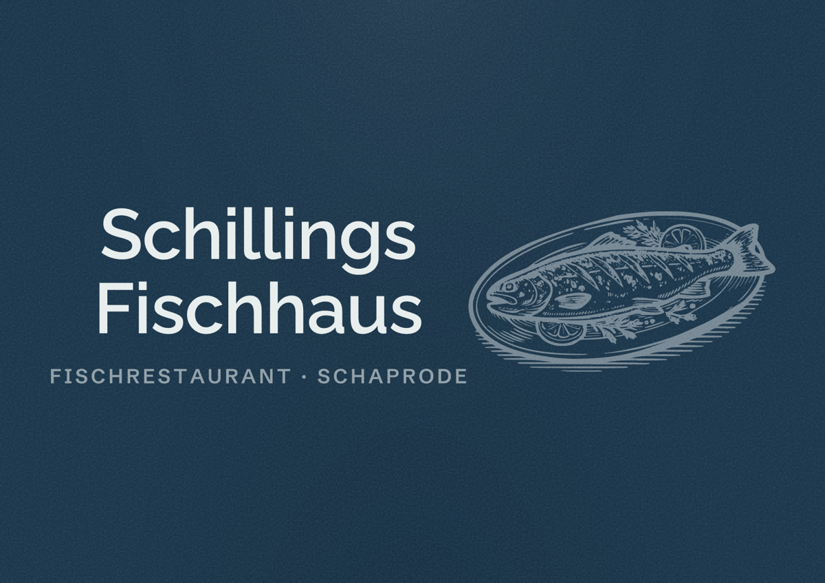 Illustriertes Poster von Schillings Fischhaus, Fischrestaurant in Schaprode