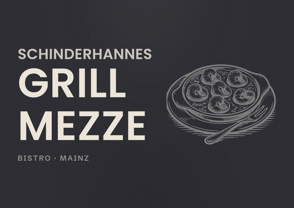Illustriertes Poster von Schinderhannes grill mezze, Bistro in Mainz