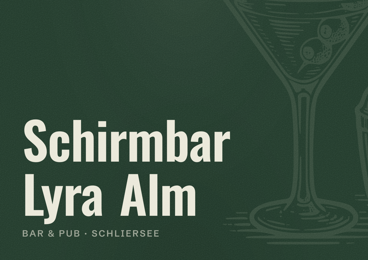 Illustriertes Poster von Schirmbar Lyra Alm, Bar & Pub in Schliersee