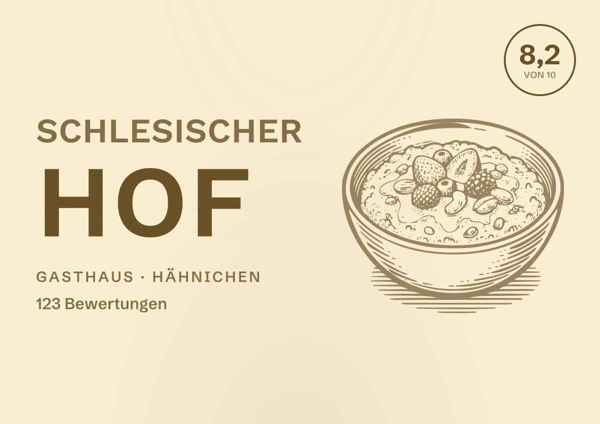Illustriertes Poster von Schlesischer Hof, Gasthaus in Hähnichen: Bewertung 8,2 von 10 aus 123 Bewertungen