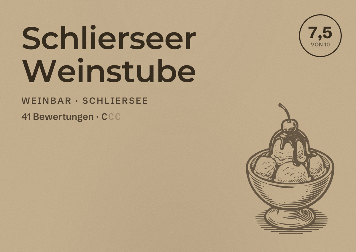 Illustriertes Poster von Schlierseer Weinstube, Weinbar in Schliersee: Bewertung 7,5 von 10 aus 41 Bewertungen, Preisniveau €