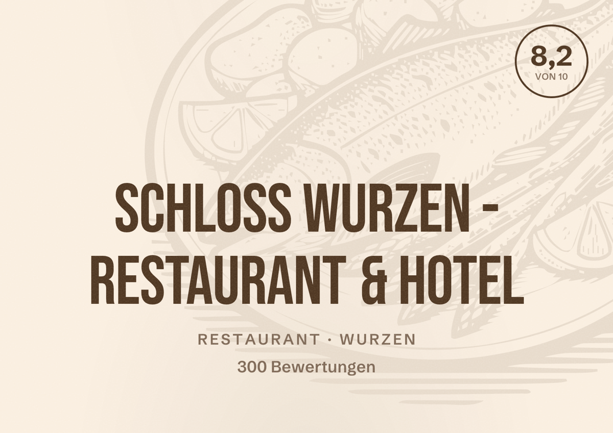 Illustriertes Poster von Schloss Wurzen - Restaurant & Hotel, Restaurant in Wurzen: Bewertung 8,2 von 10 aus 300 Bewertungen