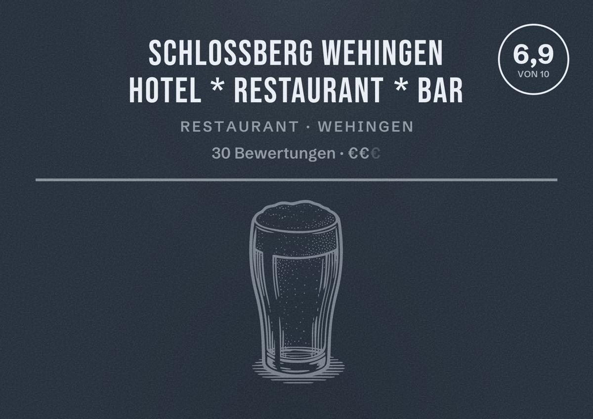 Illustriertes Poster von Schlossberg Wehingen Hotel * Restaurant * Bar, Restaurant in Wehingen: Bewertung 6,9 von 10 aus 30 Bewertungen, Preisniveau €€