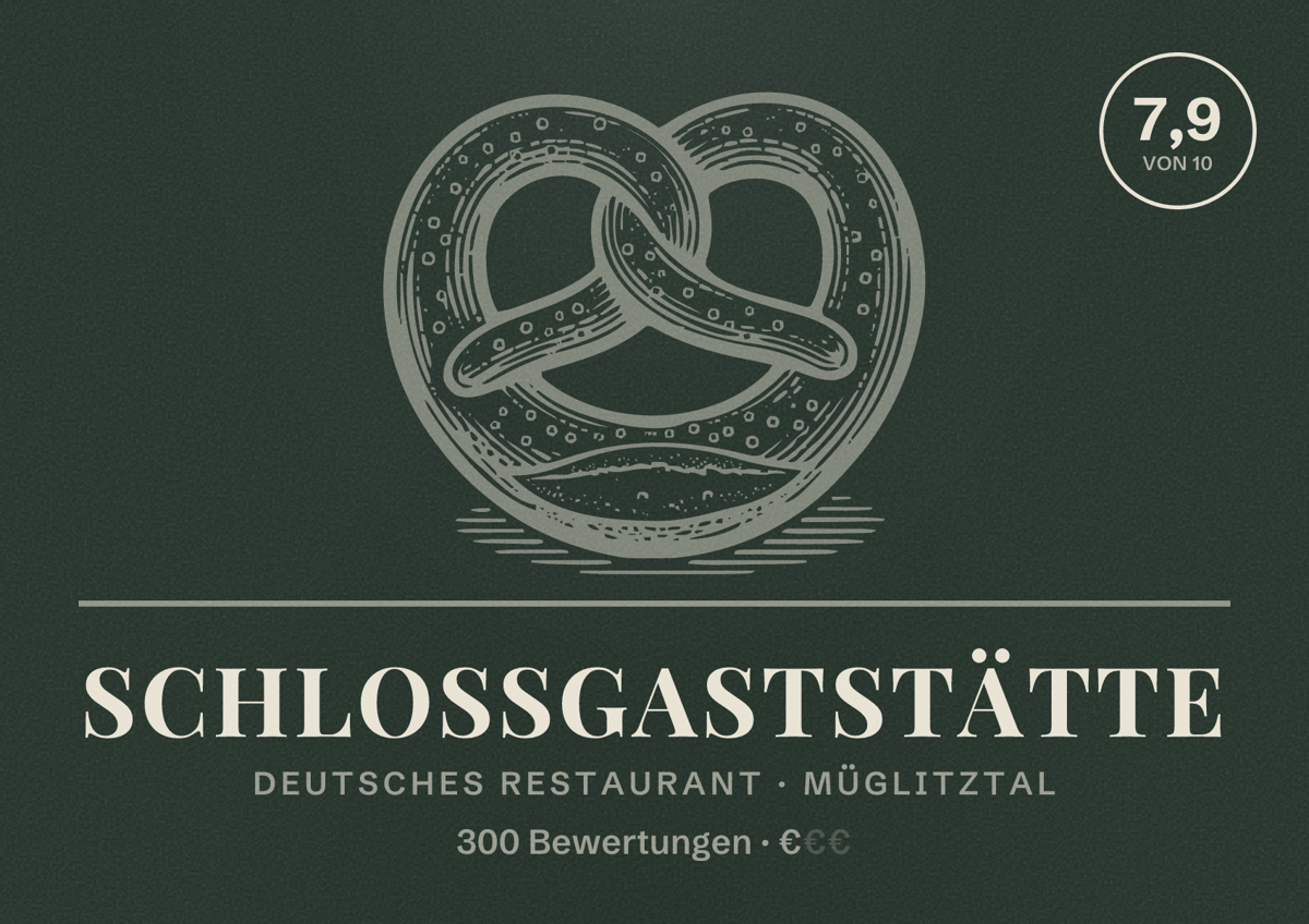 Illustriertes Poster von Schloßgaststätte, Deutsches Restaurant in Müglitztal: Bewertung 7,9 von 10 aus 300 Bewertungen, Preisniveau €