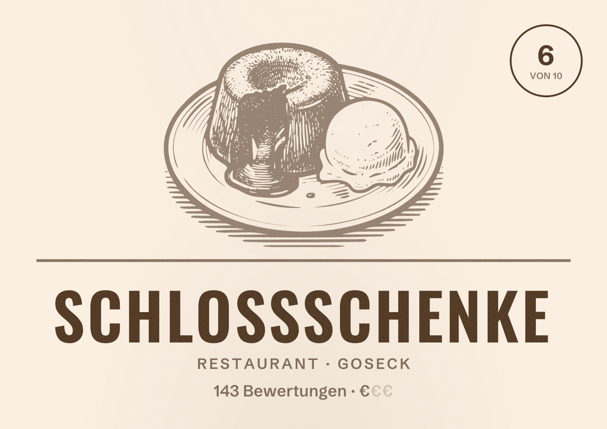 Illustriertes Poster von Schloßschenke, Restaurant in Goseck: Bewertung 6 von 10 aus 143 Bewertungen, Preisniveau €