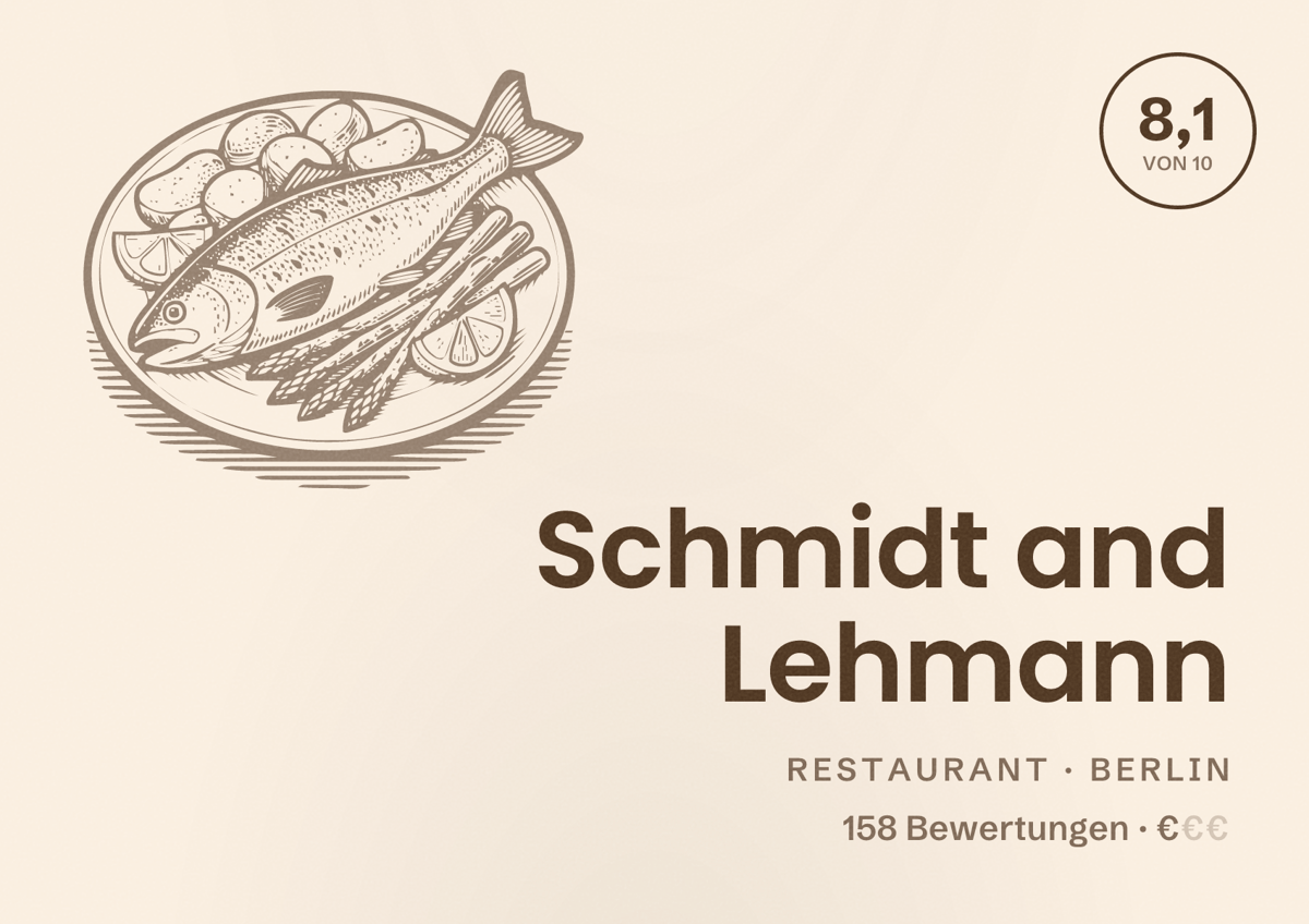Illustriertes Poster von Schmidt and Lehmann, Restaurant in Berlin: Bewertung 8,1 von 10 aus 158 Bewertungen, Preisniveau €
