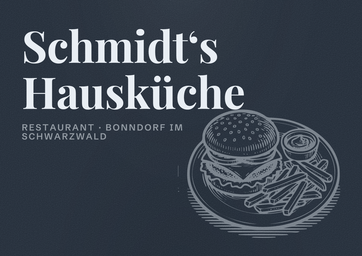 Illustriertes Poster von Schmidt‘s Hausküche, Restaurant in Bonndorf im Schwarzwald
