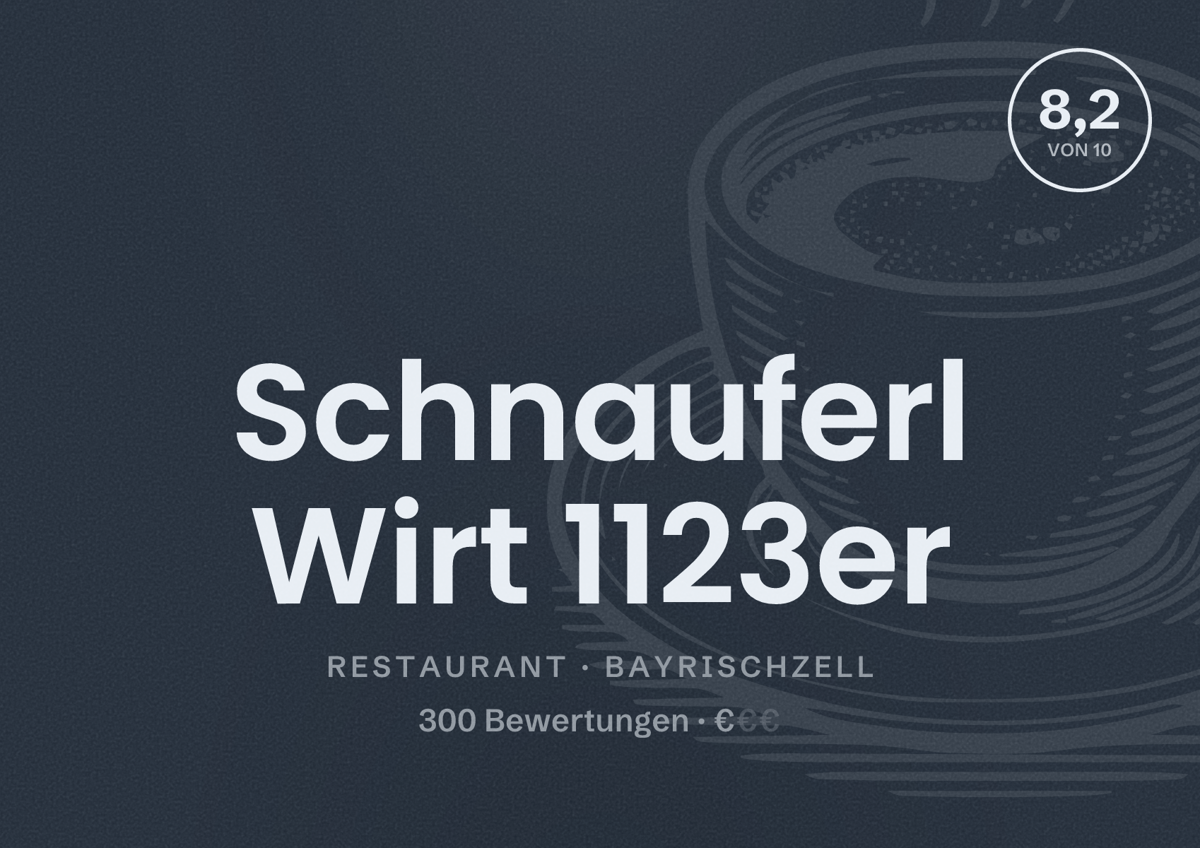 Illustriertes Poster von Schnauferl Wirt 1123er, Restaurant in Bayrischzell: Bewertung 8,2 von 10 aus 300 Bewertungen, Preisniveau €