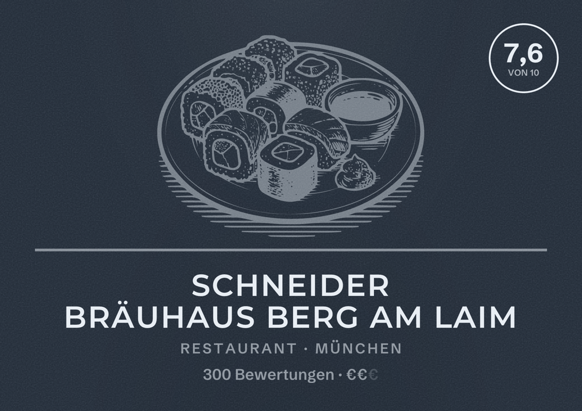 Illustriertes Poster von Schneider Bräuhaus Berg am Laim, Restaurant in München: Bewertung 7,6 von 10 aus 300 Bewertungen, Preisniveau €€
