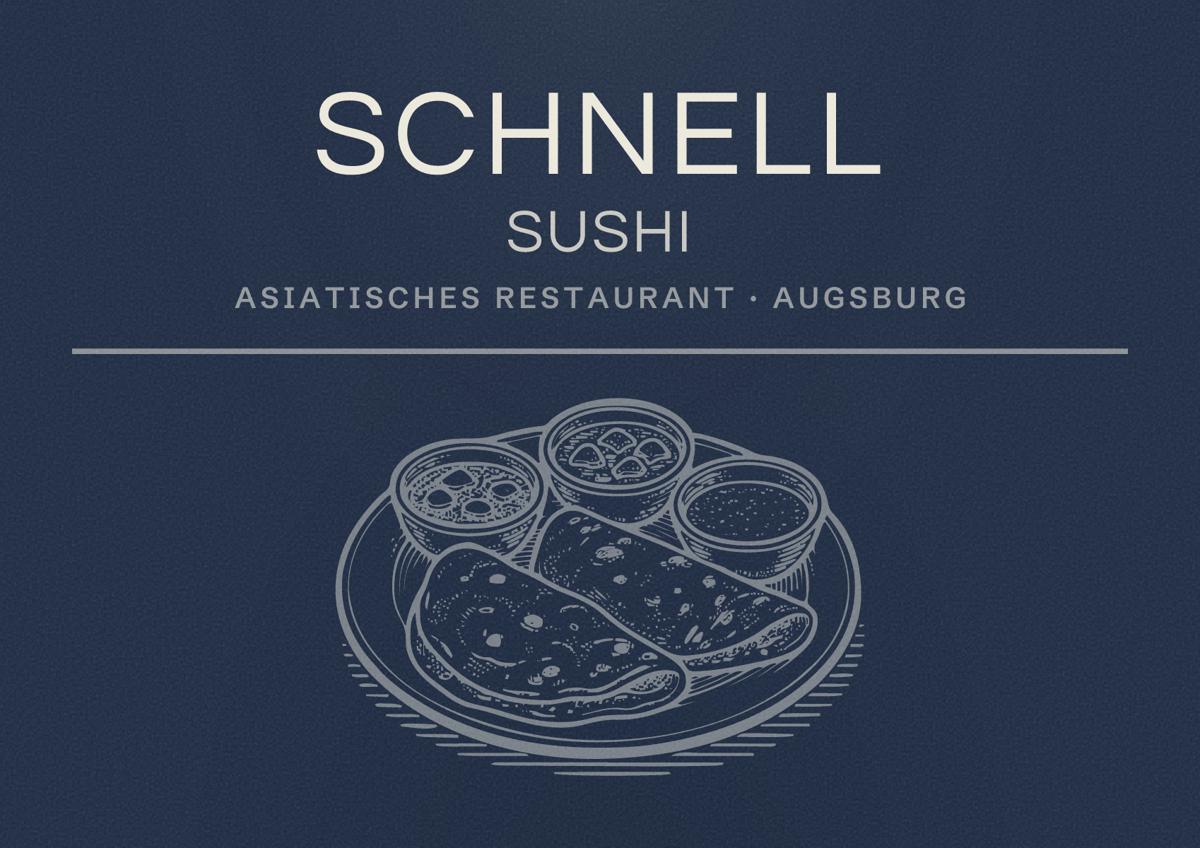 Illustriertes Poster von Schnell Sushi, Asiatisches Restaurant in Augsburg