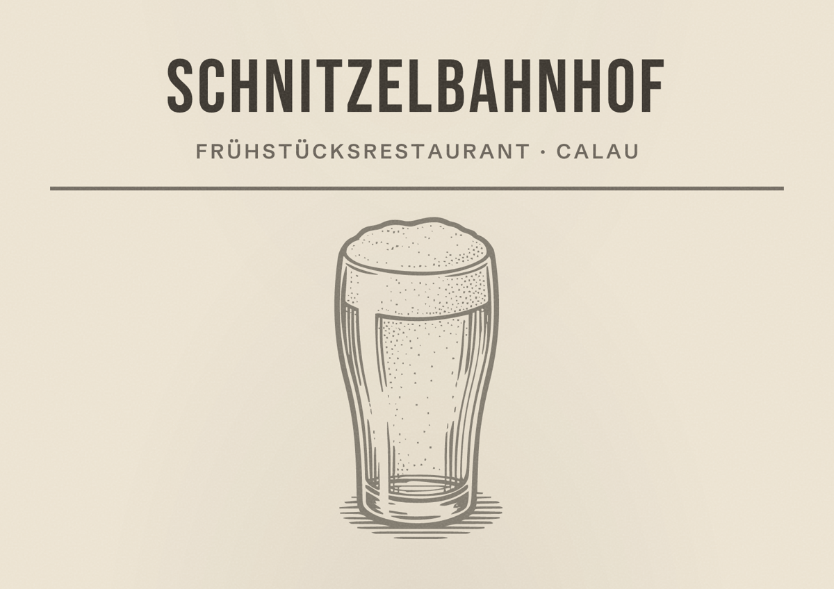 Illustriertes Poster von Schnitzelbahnhof, Frühstücksrestaurant in Calau