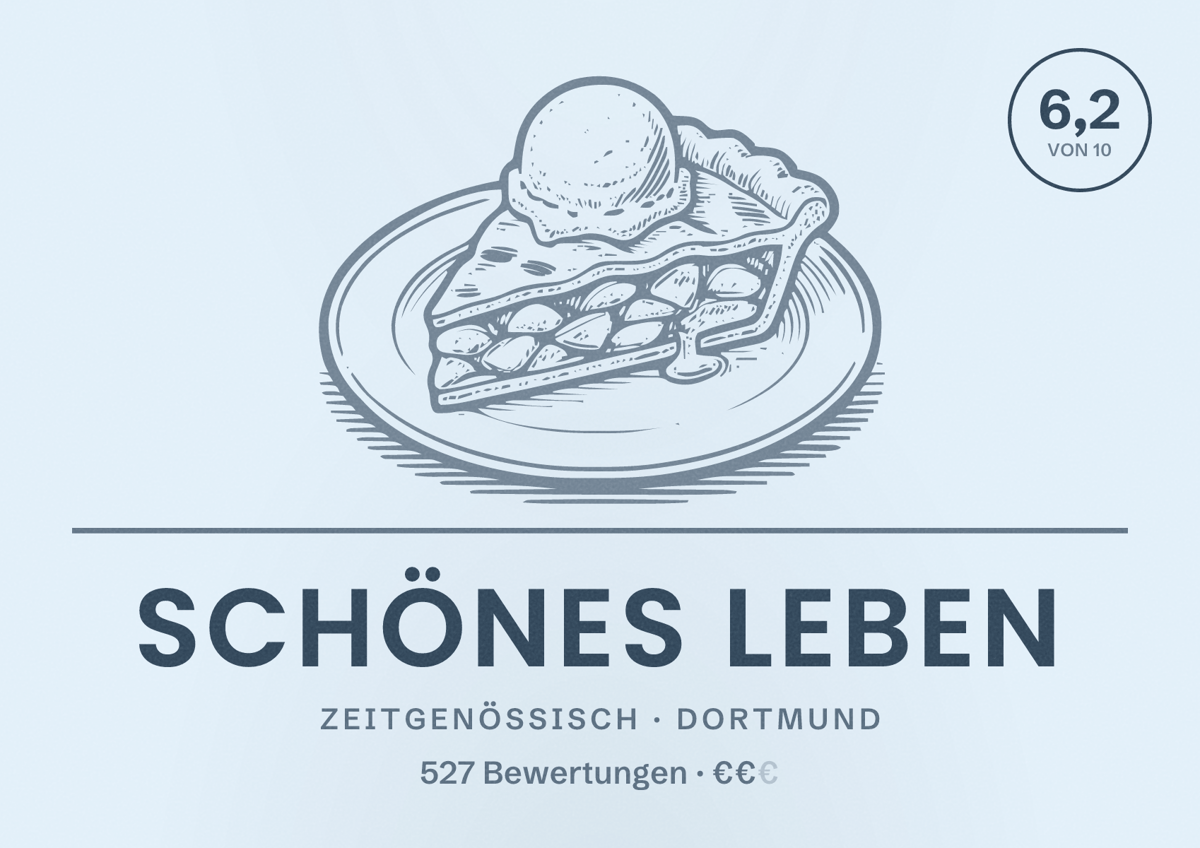 Illustriertes Poster von Schönes Leben, Zeitgenössisch in Dortmund: Bewertung 6,2 von 10 aus 527 Bewertungen, Preisniveau €€