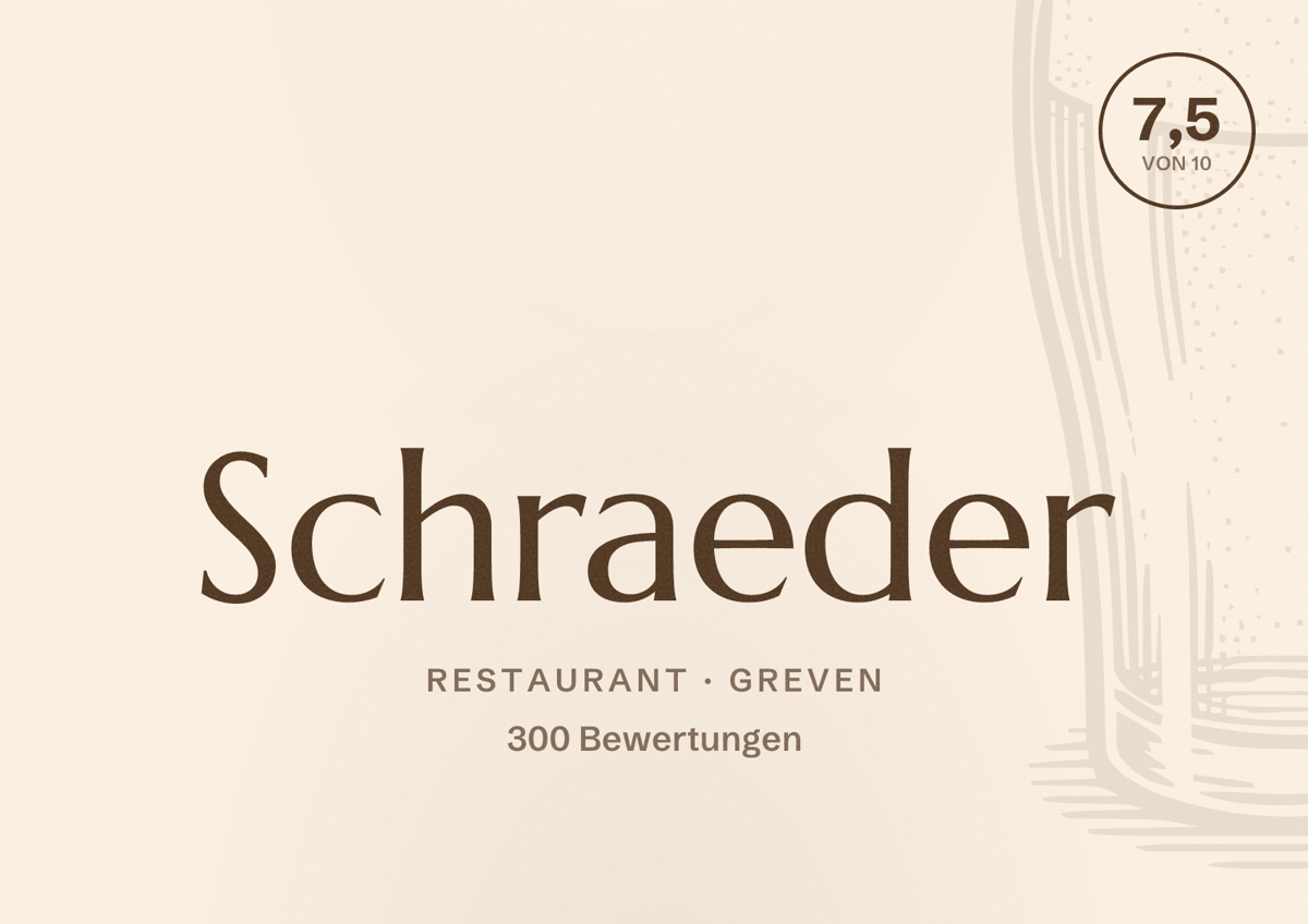 Illustriertes Poster von Schraeder, Restaurant in Greven: Bewertung 7,5 von 10 aus 300 Bewertungen
