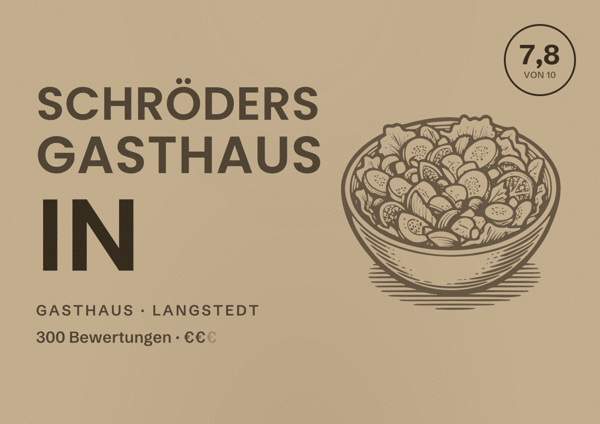 Illustriertes Poster von Schröders Gasthaus in, Gasthaus in Langstedt: Bewertung 7,8 von 10 aus 300 Bewertungen, Preisniveau €€