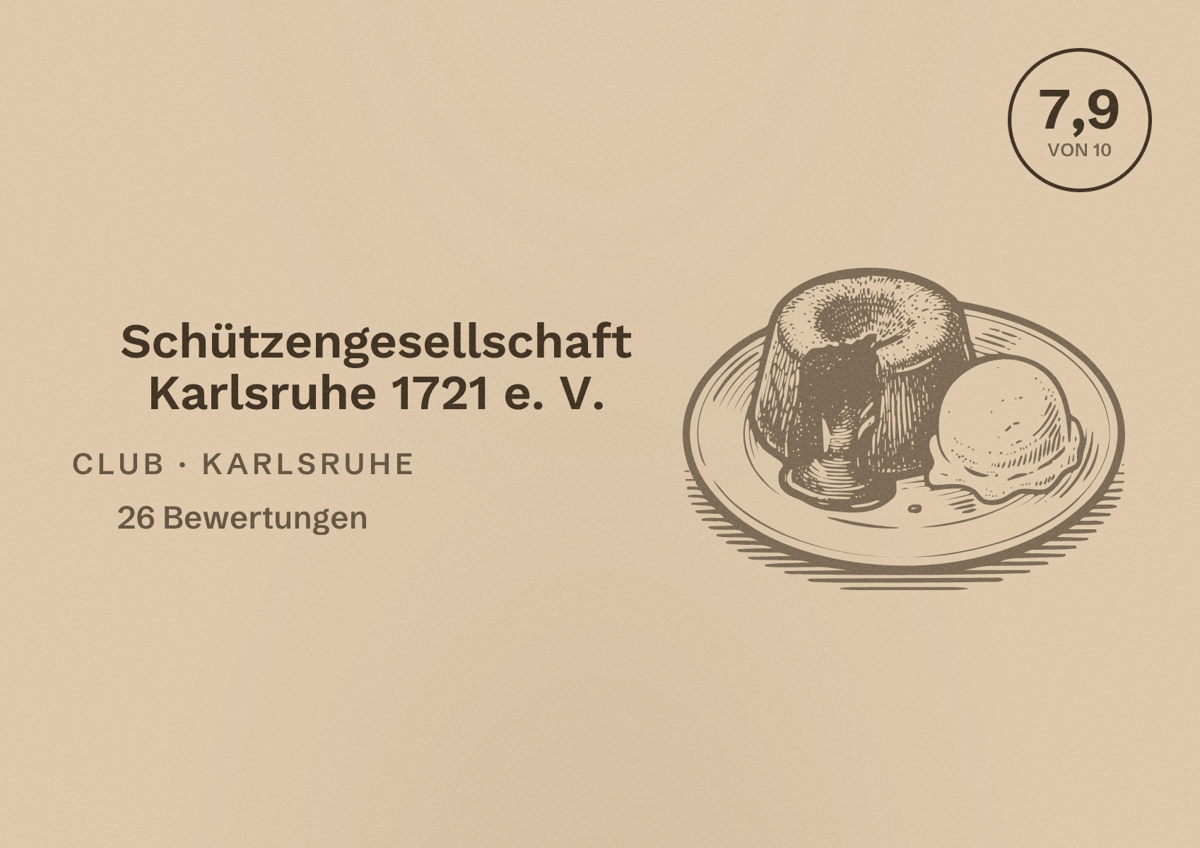 Illustriertes Poster von Schützengesellschaft Karlsruhe 1721 e. V., Club in Karlsruhe: Bewertung 7,9 von 10 aus 26 Bewertungen