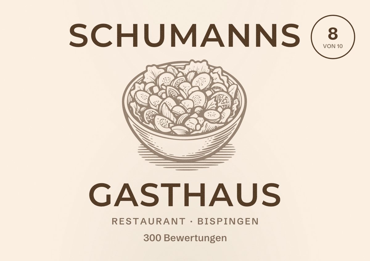 Illustriertes Poster von Schumanns Gasthaus, Restaurant in Bispingen: Bewertung 8 von 10 aus 300 Bewertungen