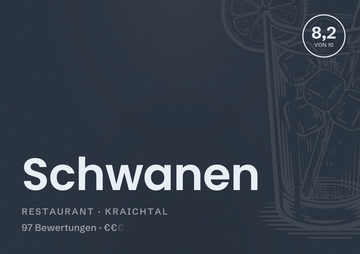 Illustriertes Poster von Schwanen, Restaurant in Kraichtal: Bewertung 8,2 von 10 aus 97 Bewertungen, Preisniveau €€