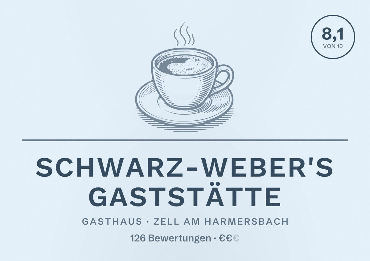 Illustriertes Poster von Schwarz-Weber's Gaststätte, Gasthaus in Zell am Harmersbach: Bewertung 8,1 von 10 aus 126 Bewertungen, Preisniveau €€