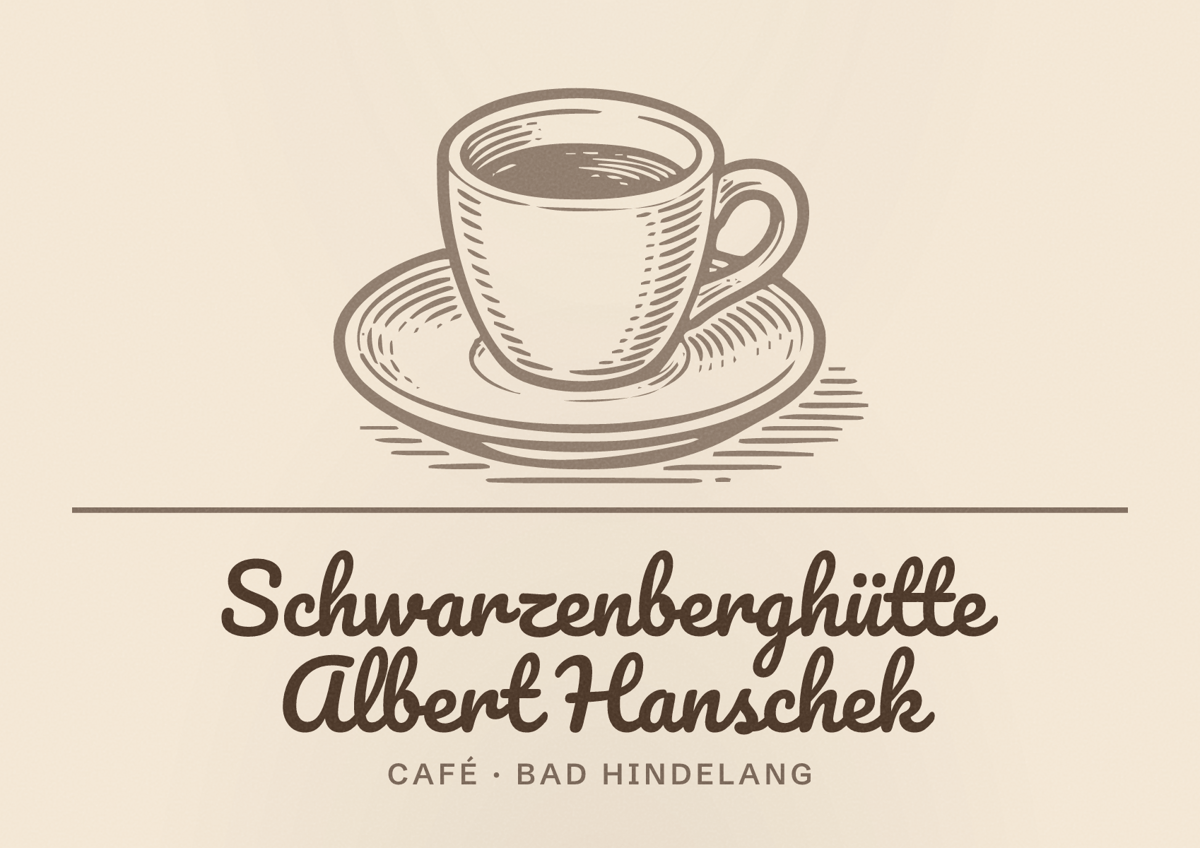 Illustriertes Poster von Schwarzenberghütte Albert Hanschek, Café in Bad Hindelang