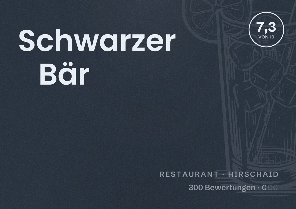Illustriertes Poster von Schwarzer Bär, Restaurant in Hirschaid: Bewertung 7,3 von 10 aus 300 Bewertungen, Preisniveau €