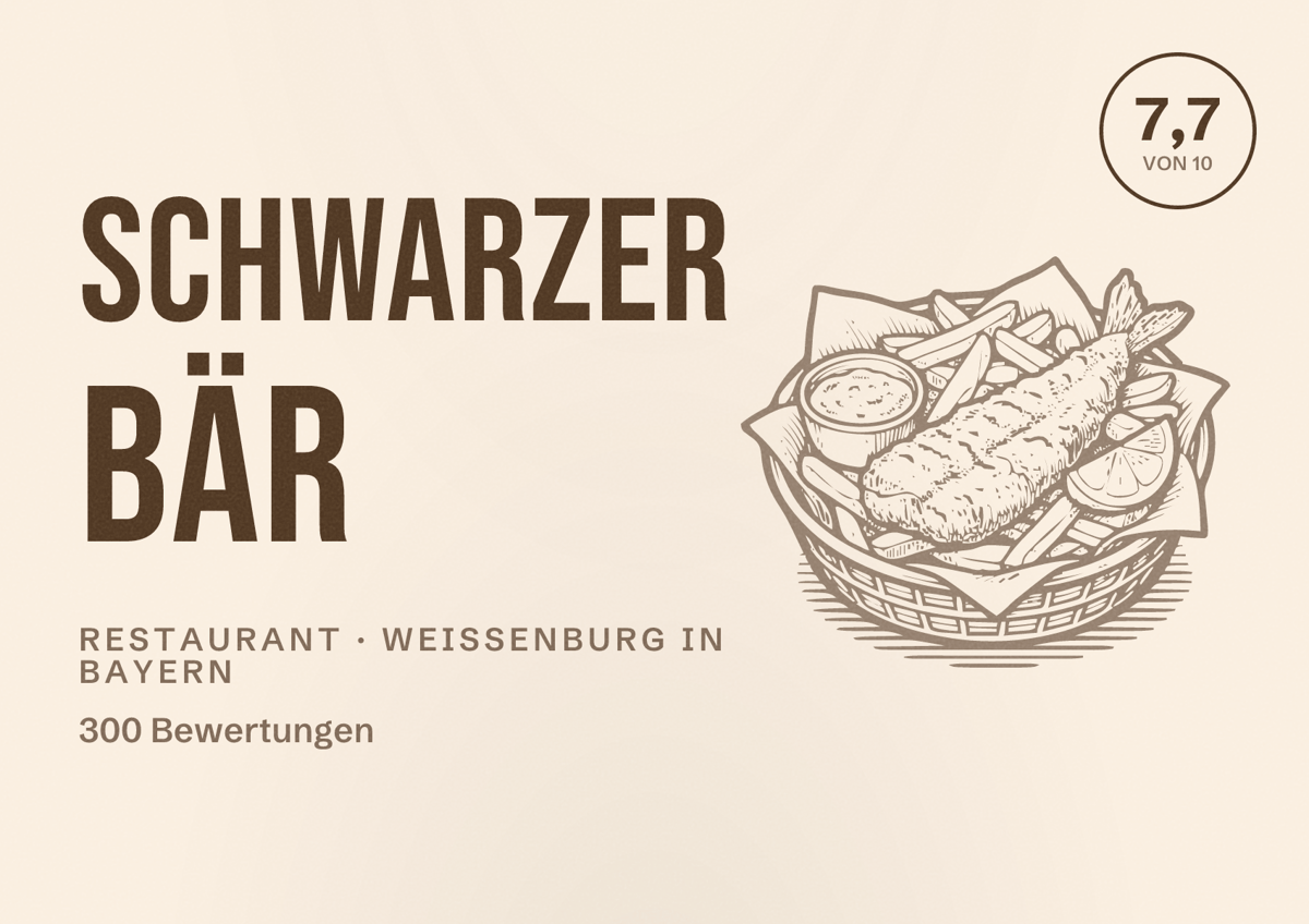 Illustriertes Poster von Schwarzer Bär, Restaurant in Weißenburg in Bayern: Bewertung 7,7 von 10 aus 300 Bewertungen