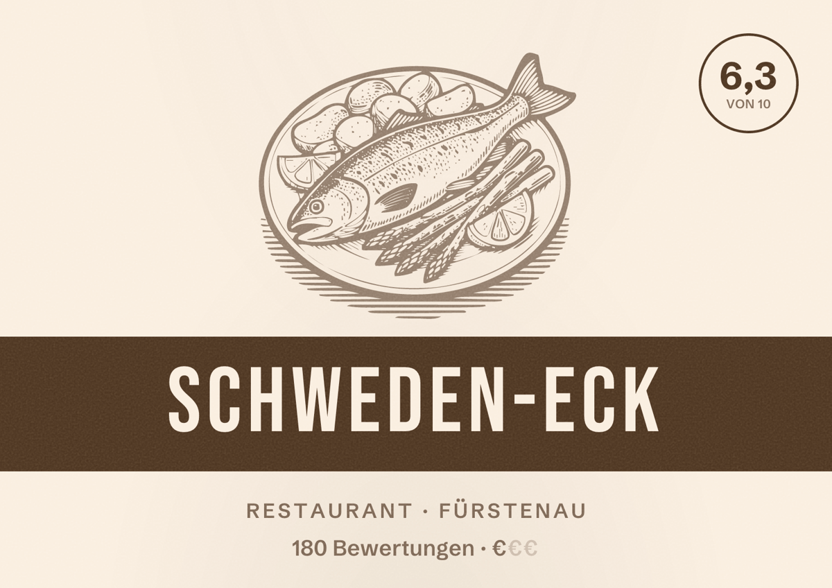 Illustriertes Poster von Schweden-Eck, Restaurant in Fürstenau: Bewertung 6,3 von 10 aus 180 Bewertungen, Preisniveau €