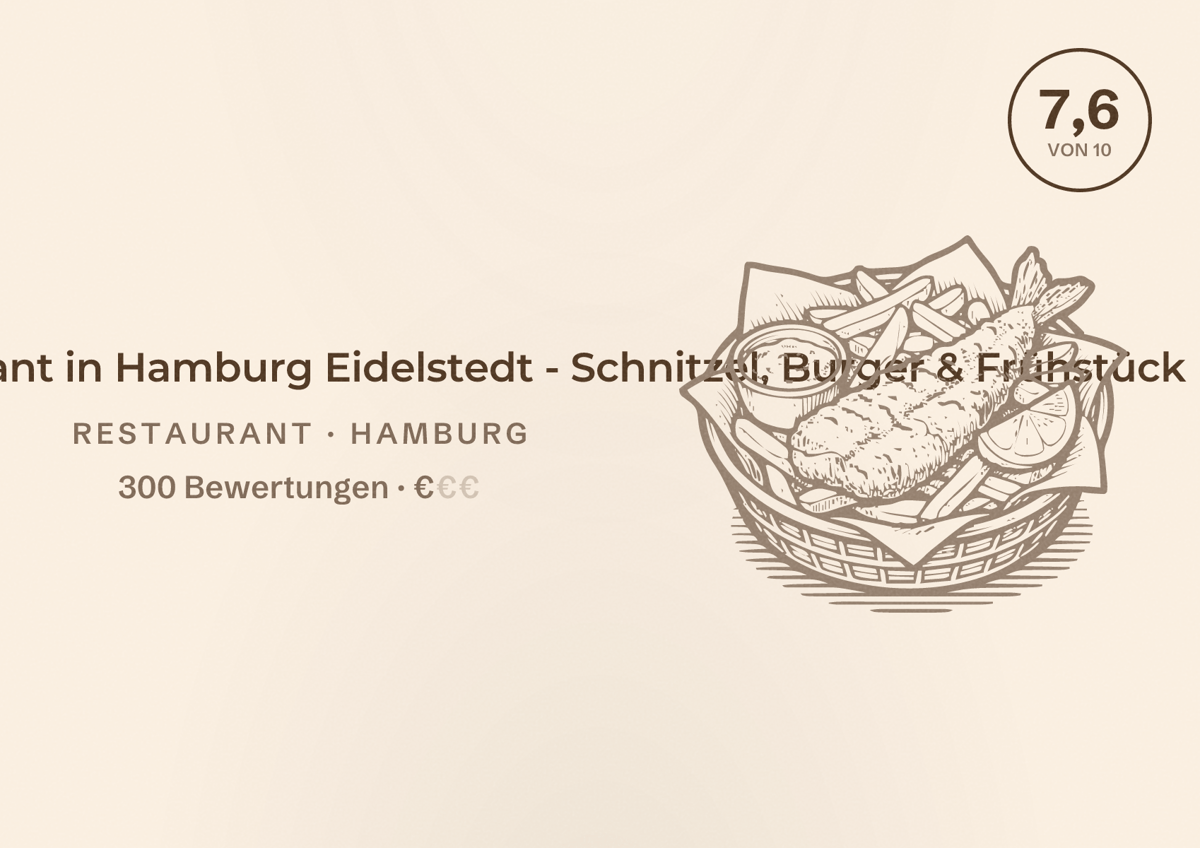 Illustriertes Poster von Schweinske Restaurant in Hamburg Eidelstedt - Schnitzel, Burger & Frühstück, Restaurant in Hamburg: Bewertung 7,6 von 10 aus 300 Bewertungen, Preisniveau €