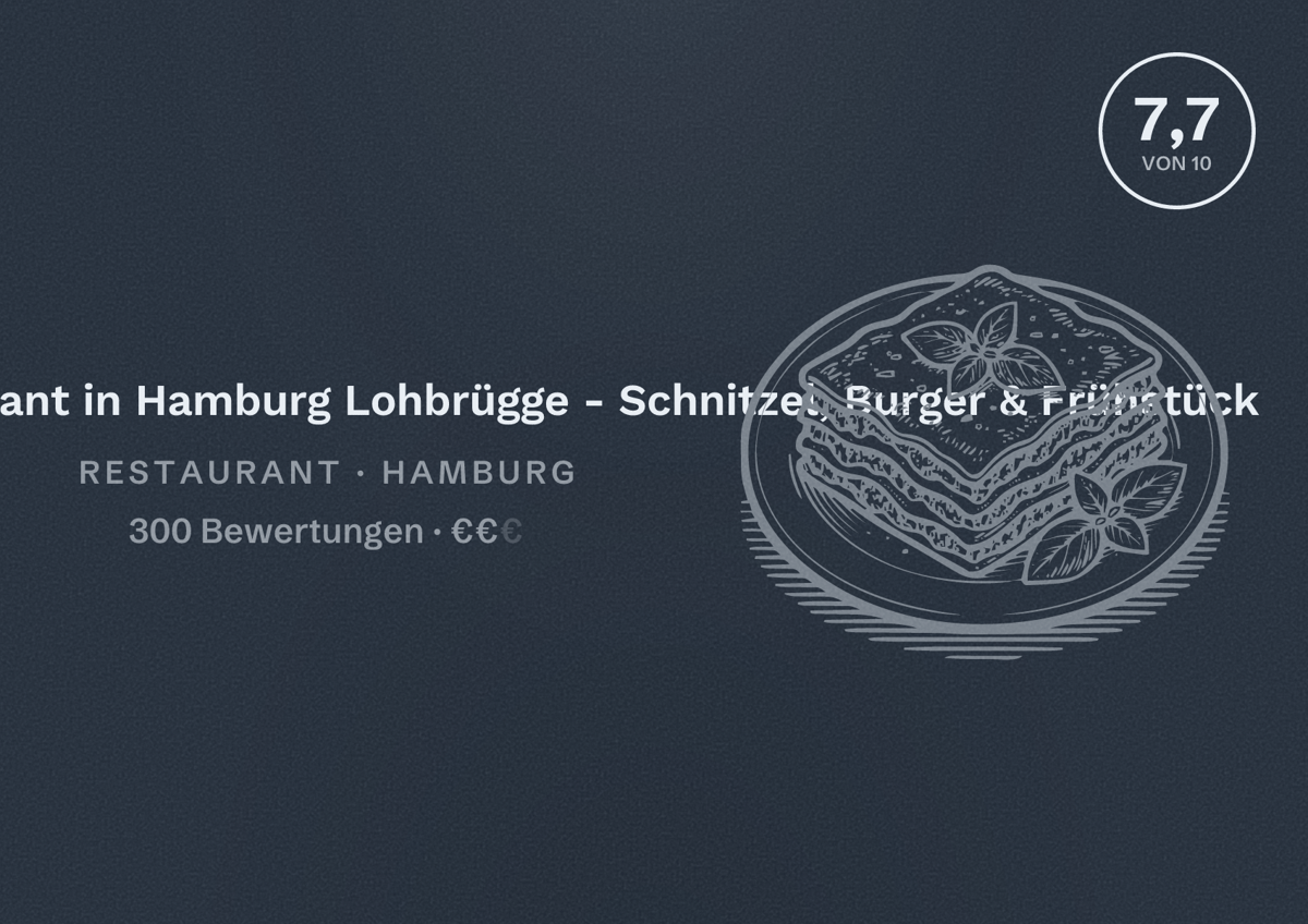 Illustriertes Poster von Schweinske Restaurant in Hamburg Lohbrügge - Schnitzel, Burger & Frühstück, Restaurant in Hamburg: Bewertung 7,7 von 10 aus 300 Bewertungen, Preisniveau €€