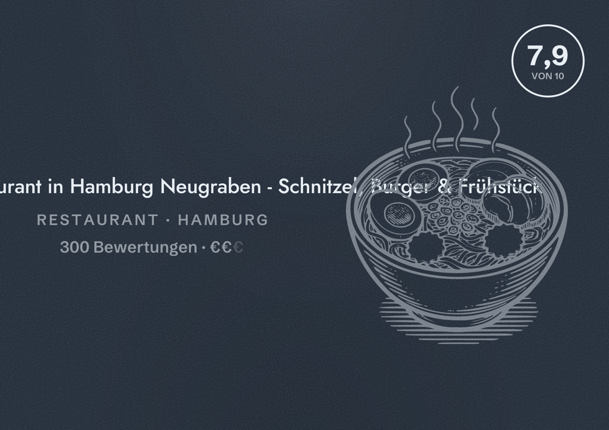 Illustriertes Poster von Schweinske Restaurant in Hamburg Neugraben - Schnitzel, Burger & Frühstück, Restaurant in Hamburg: Bewertung 7,9 von 10 aus 300 Bewertungen, Preisniveau €€